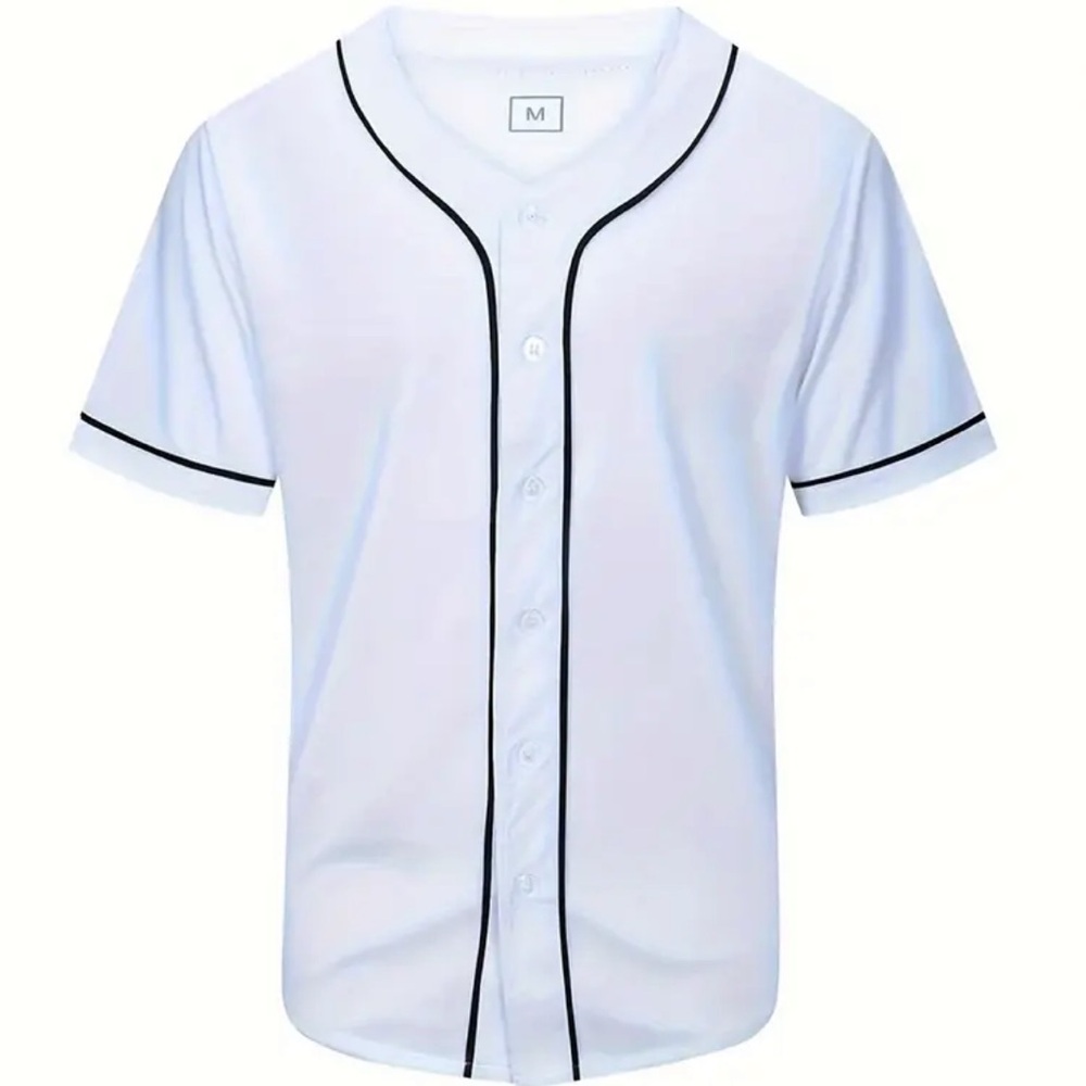 Men's White Baseball Shirt with Black Trim